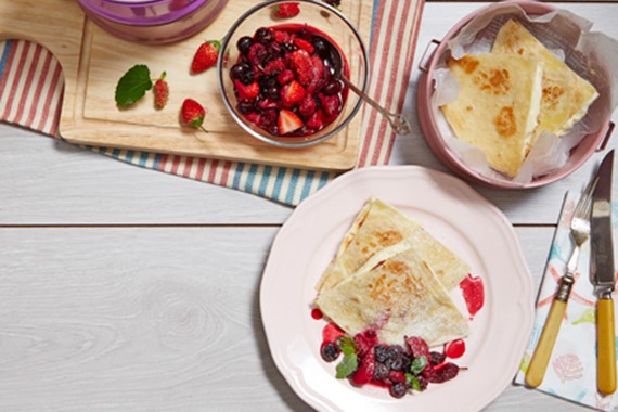 Cheesecake Quesadillas with Berry Compote