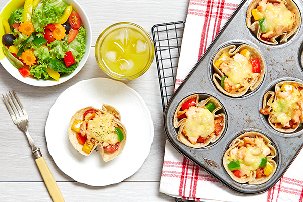 Salmon Veggie Tartalets with Green Side Salad